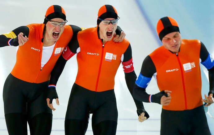 Sven Kramer, Jan Blokhuijsen eKoen Verweij Holanda sochi patinação (Foto: Reuters)