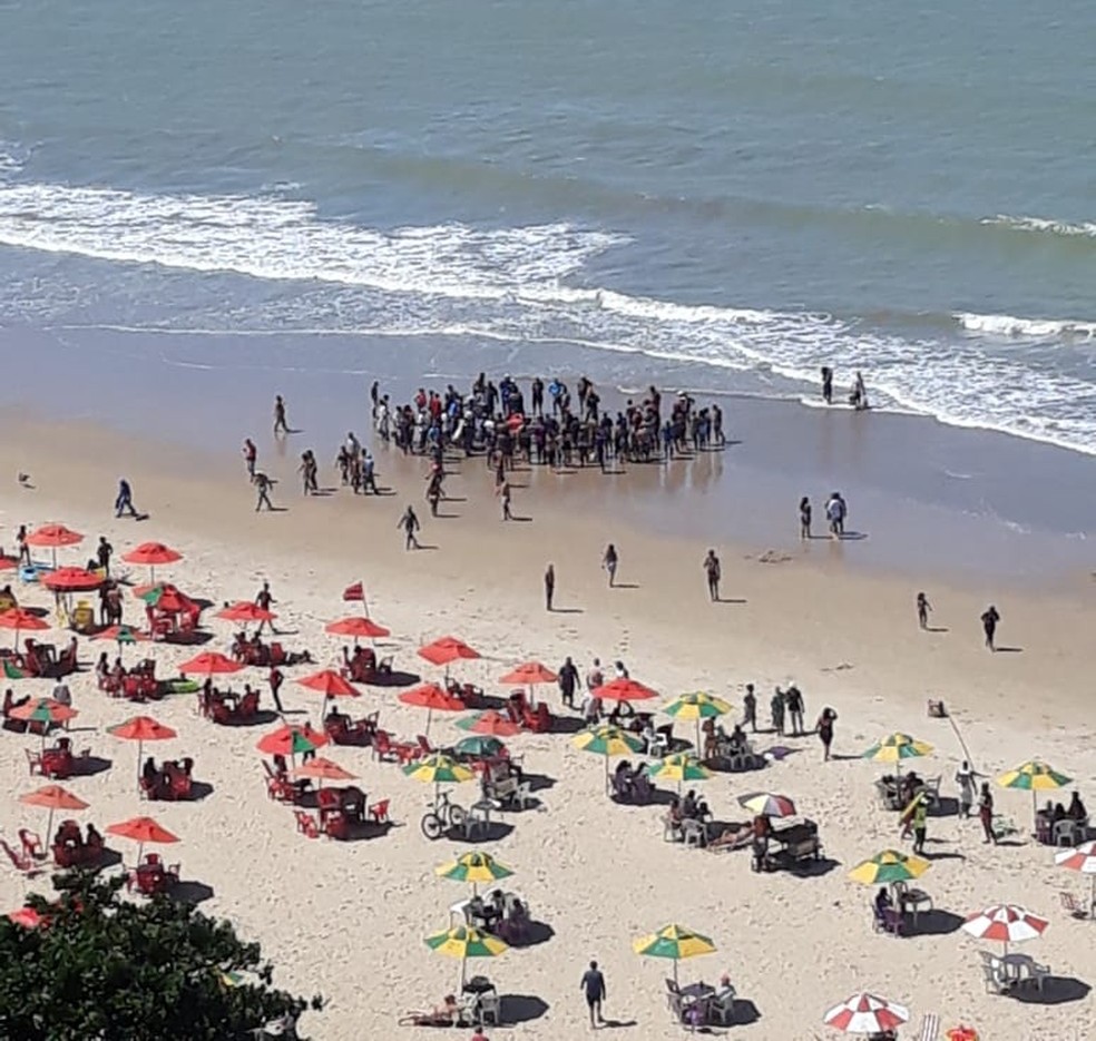 Na área onde aconteceu o ataque, neste domingo (25), já houve outros 13 incidentes com tubarão — Foto: Reprodução/WhatsApp