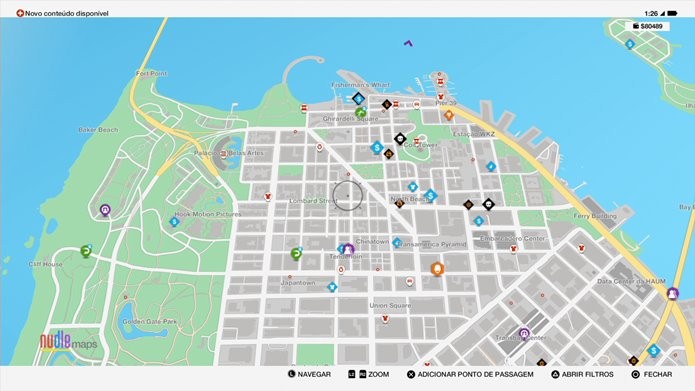 O mapa de Watch Dogs 2 é o melhor amigo para encontrar missões e subir de nível (Foto: Reprodução/Felipe Demartini)