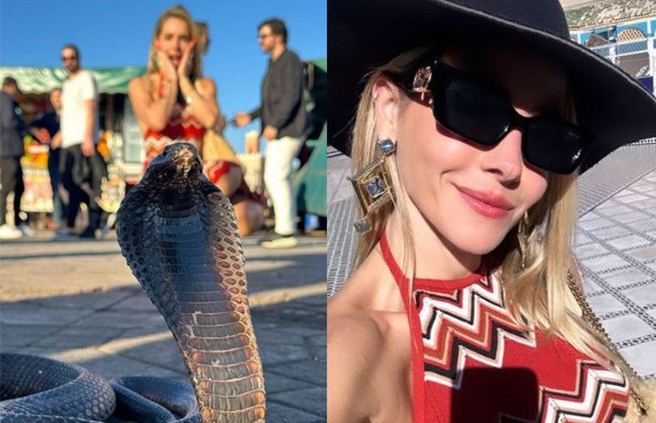 Monique Alfradique se depara com cobra durante passeio em mercado de Marrocos