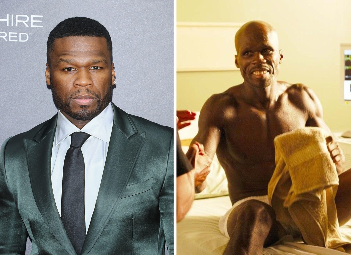 50 Cent em 'A Luta de um Campeão' — Foto: Getty Images e Divulgação