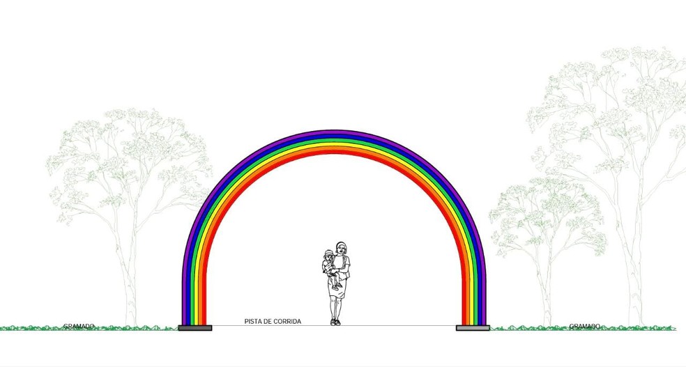 Parque da Cidade vai ganhar um arco-íris para celebrar mês do orgulho LGBTQ+ — Foto: Brasília Orgulho - imagem ilustrativa