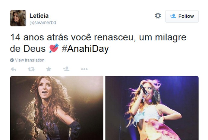 Tuíte para Anahi 1