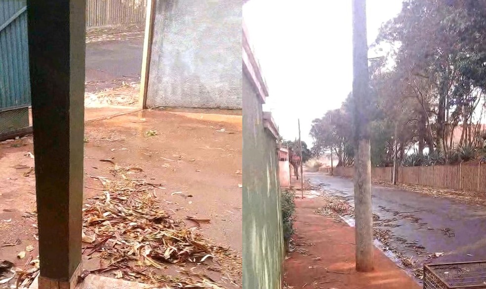 Tempestade de areia trouxe sujeira e trabalho a moradores de Palmital — Foto: Arquivo pessoal/Fernando Bissoli