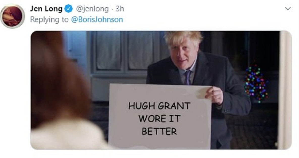 Uma montagem fazendo piada com o vídeo estrelado por Boris Johnson (Foto: Twitter)