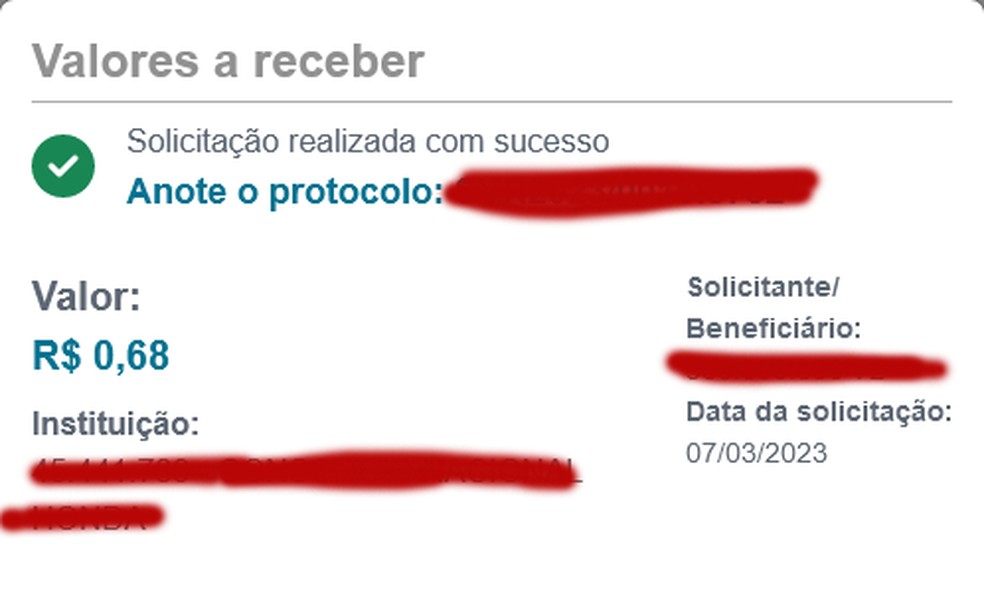 Gaúcho descobre que tem R$ 0,68 de 'dinheiro esquecido' em banco  — Foto: Reprodução