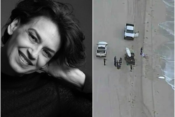Broselianda Hernández e as imagens do resgate do seu corpo na praia (Foto: Reprodução)