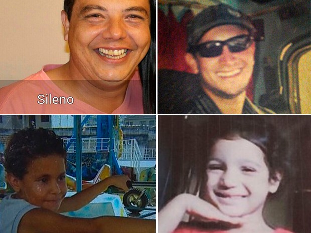 Os trabalhadores Sileno Narkievicius de Lima e Marcos Xavier e as crianças Emanuele Vitória e Thiago Damasceno Santos estão entre os desaparecidos (Foto: G1)