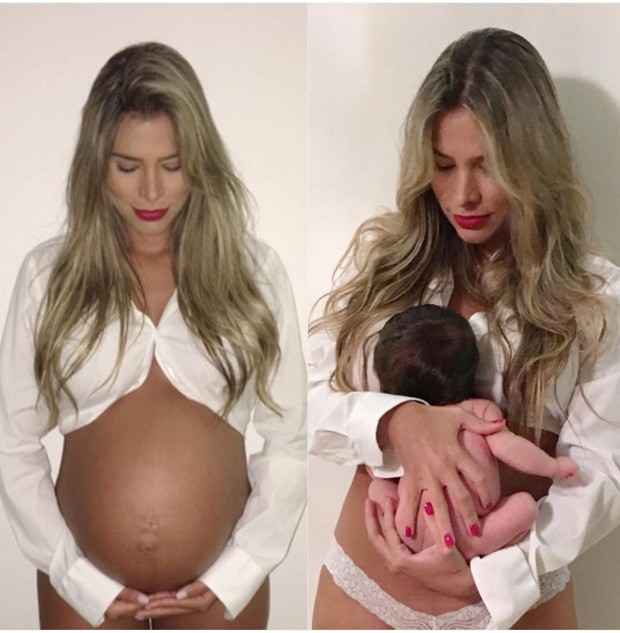 Antes e depois da gravidez Adriana Sant'Anna (Foto: Reprodução Instagram)