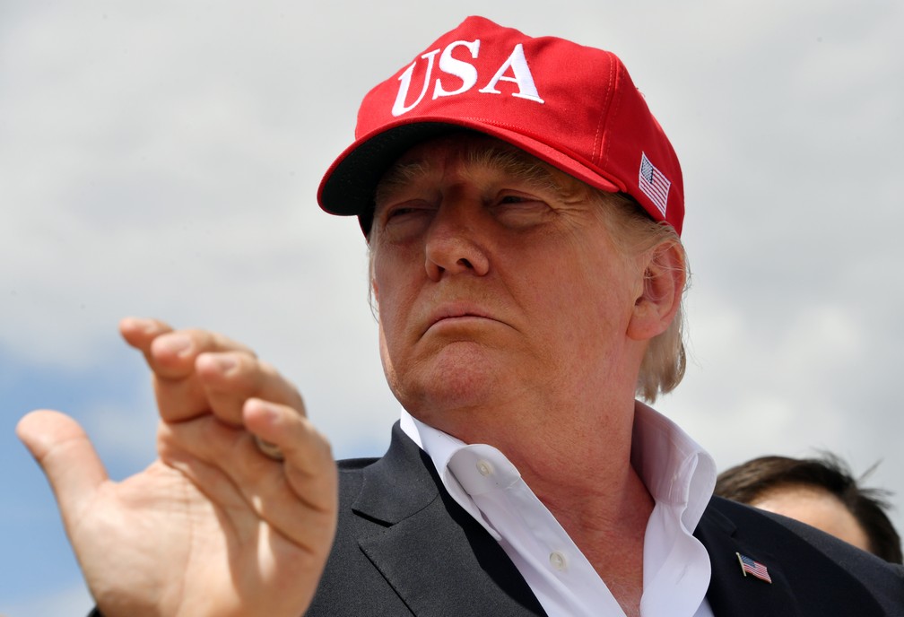 O presidente dos Estados Unidos, Donald Trump, disse que "todas as opções estão abertas" quando foi perguntado sobre medidas para tirar os russos da Venezuela — Foto: Nicholas Kamm / AFP
