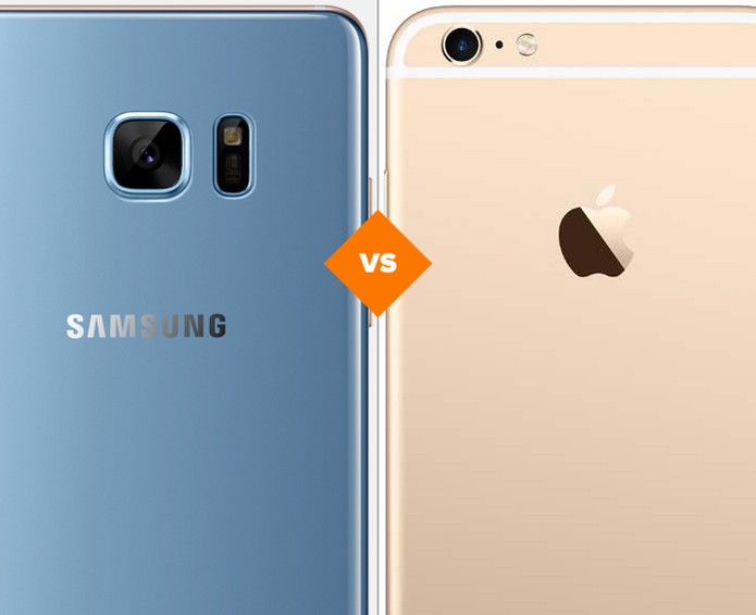Confira o comparativo entre o Galaxy Note 7 e o iPhone 6S Plus (Foto: Arte/TechTudo)
