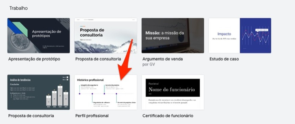 Ação para abrir um modelo editável de perfil profissional no Google Forms — Foto: Reprodução/Marvin Costa