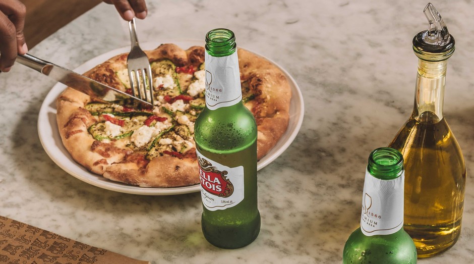 Pizza de cerveja é fruto de parceria entre as marcas Abbraccio e Stella Artois (Foto: Divulgação)