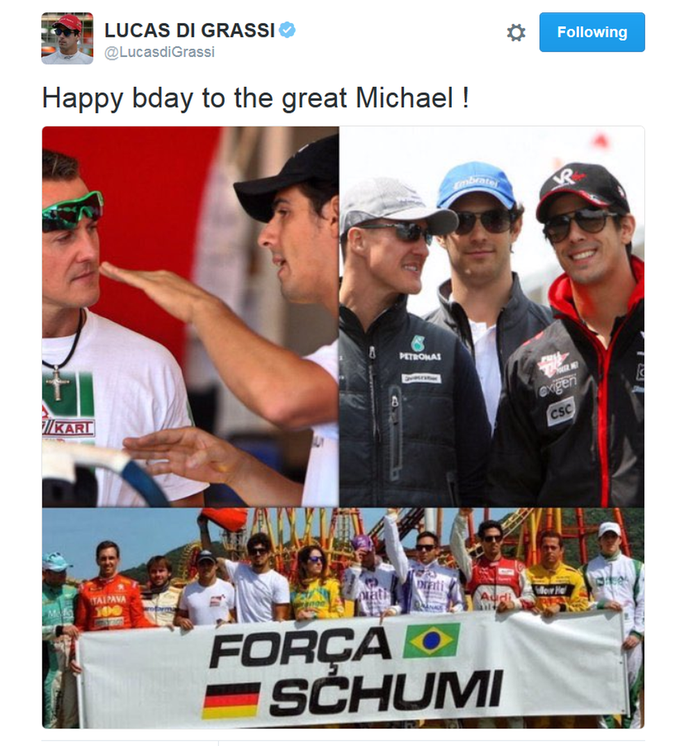 Lucas de Grassi presta tributo a Schumi (Foto: Reprodução)