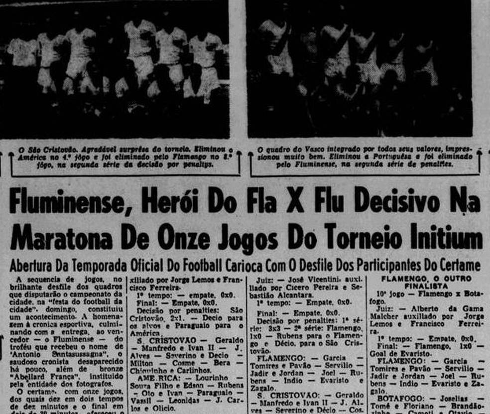 "Jornal dos Sports" destaca mais um Torneio Incio do Flu em 17/08/1954  Foto: Reproduo / Jornal dos Sports