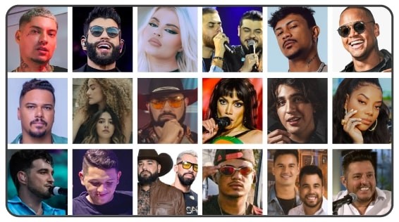 Dos 100 artistas mais ouvidos do país,  8 apoiam Lula, 4 são pró-Bolsonaro e 88 não declaram voto