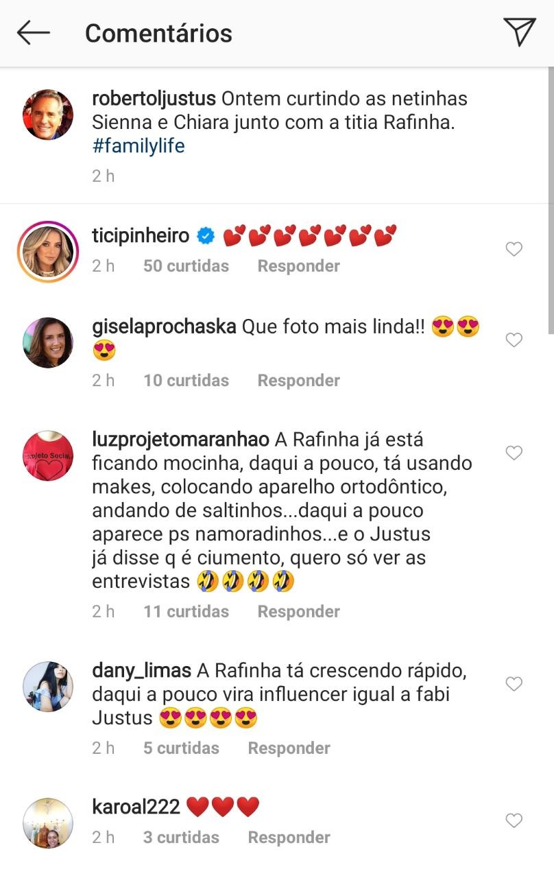 Ticiane Pinheiro comenta foto de Roberto Justus com filha (Foto: Reprodução: Instagram)