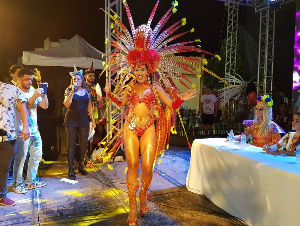 Gabriela Alencar foi eleita a Rainda do Carnaval 2018 em Rio Branco  (Foto: Iryá Rodrigues/G1)