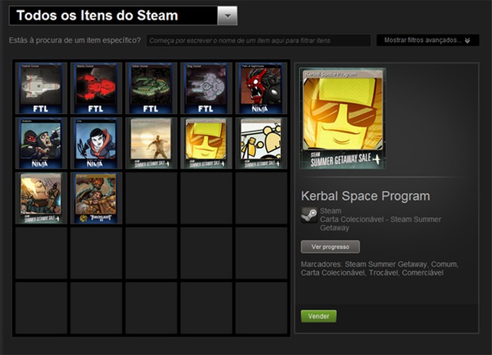 O Steam permite vender cartas e objetos virtuais para outros jogadores (Foto: Reprodução/Felipe Vinha)