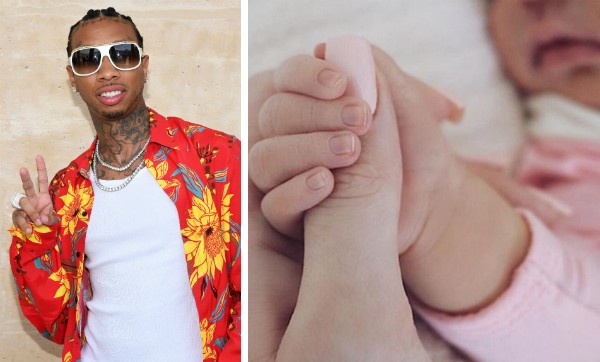 O rapper Tyga e a primeira foto divulgada por Kylie Jenner de sua bebê recém-nascida (Foto: Getty Images/Instagram)