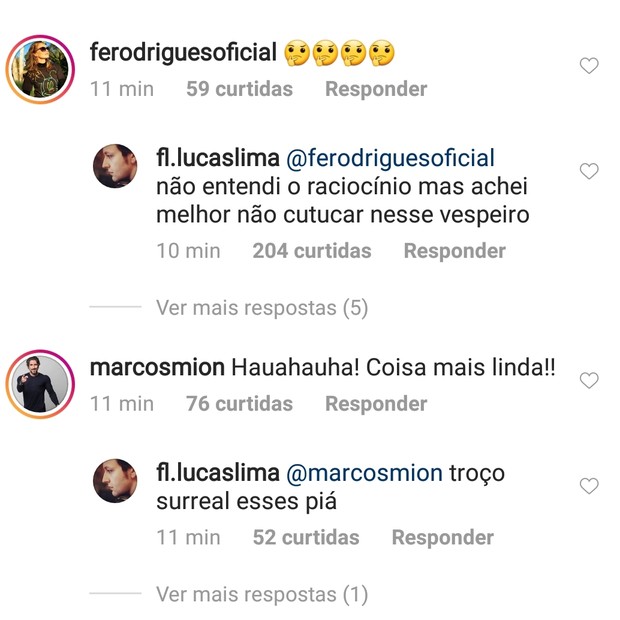 Comentários no Instagram de Lucas Lima (Foto: Instagram/Reprodução)