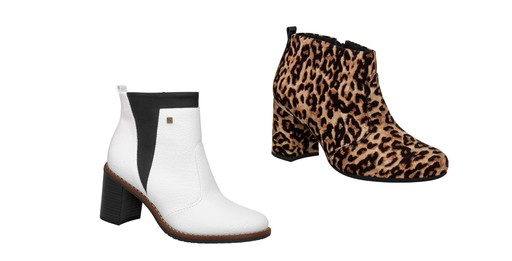 Ankle Boot Picadilly, R$ 299 e Ankle Boot Picadilly Onça, R$ 279, 90