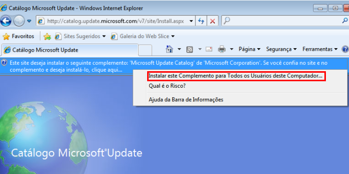 Acessando o Microsoft Update Catalog e instalando um plugin (Foto: Reprodução/Edivaldo Brito)