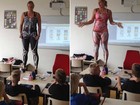 Professora 'tira a roupa' para explicar estruturas internas do corpo humano