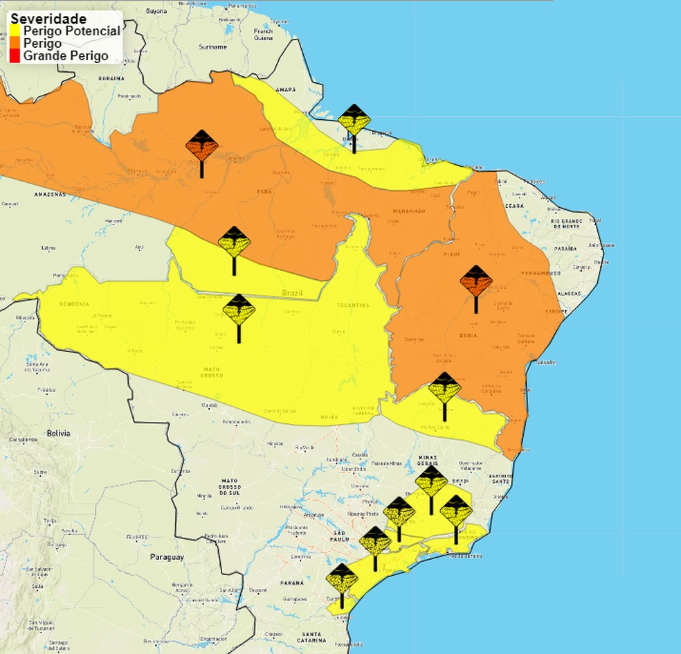Piauí continua em alerta laranja para chuvas fortes e ventos intensos — Foto: Reprodução/Inmet