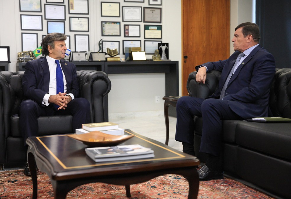 Ministro Luiz Fux em audiência com General Paulo Sérgio Nogueira de Oliveira  — Foto:  Nelson Jr./SCO/STF