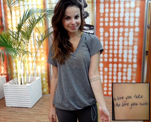 Namorado de Sthefany fez uma tatuagem igual à dela (Foto: Domingão do Faustão / TV Globo)
