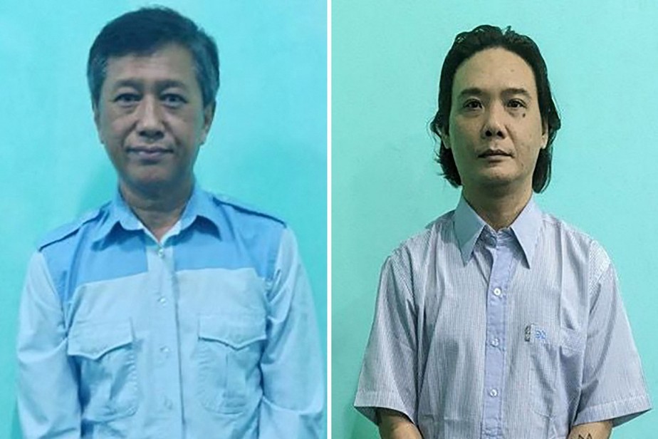 Fotos de arquivo mostram o ativista Kyaw Min Yu, também conhecido como 'Ko Jimmy', e o ex-parlamentar Maung Kyaw, que também atende pelo nome de Phyo Zeya Thaw, executados pela junta de Mianmar