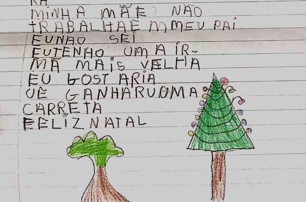 “Meu medo é que meu pai mate minha mãe”, conta criança em carta ao Papai Noel em Rondônia — Foto: Reprodução/Blog do Noel