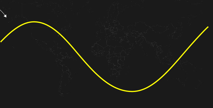 Linha amarela mostra movimento da Estação Espacial Internacional (Foto: Reprodução)