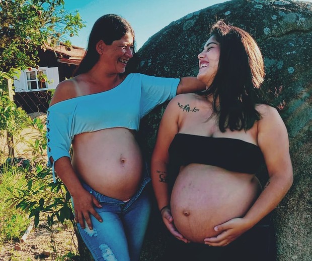 Mãe e filha engravidam juntas  (Foto: Arquivo Pessoal)