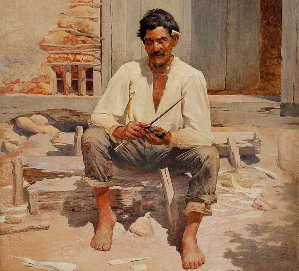 Obra "Caipira picando fumo", de Almeida Júnior, de 1893  — Foto: Google Art Project/Domínio público