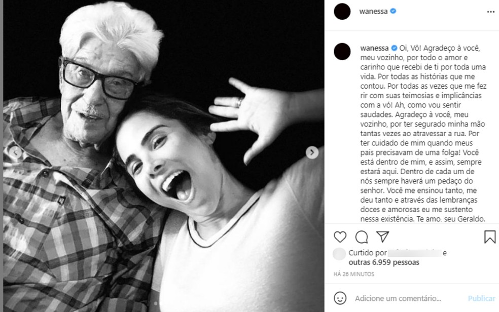 Wanessa Camargo se despede do avô — Foto: Reprodução/Instagram