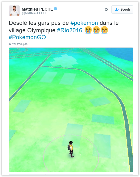 O francês vai ter que esperar junto com os brasileiros para encontrar Pokémons (Foto: Reprodução/Twitter)