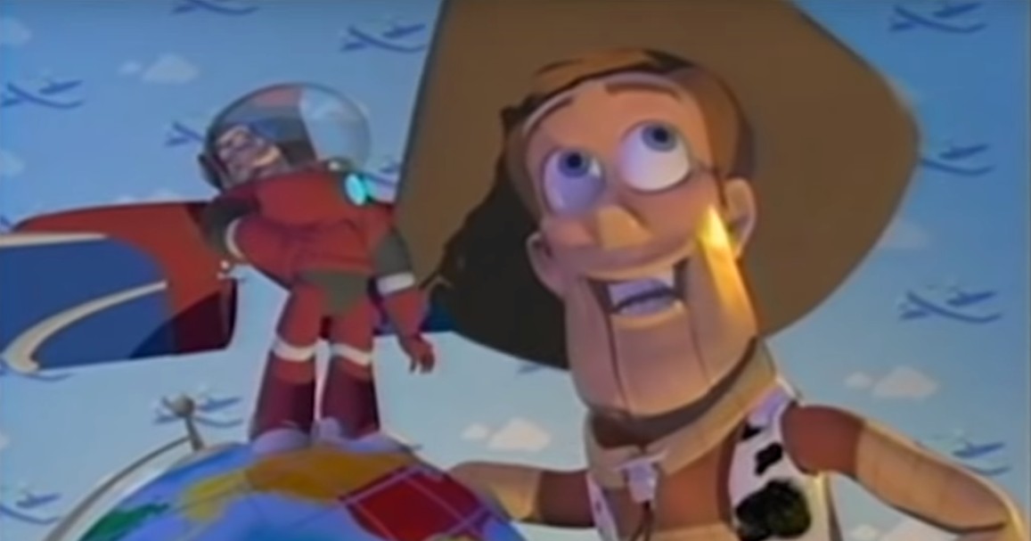 Versões antigas de Buzz Lightyear e Woody em teste de Toy Story (1995) (Foto: reprodução)