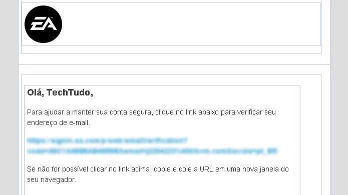 Não se esqueça de abrir seu e-mail para validar sua conta no Origin (Foto: Reprodução/Rafael Monteiro)