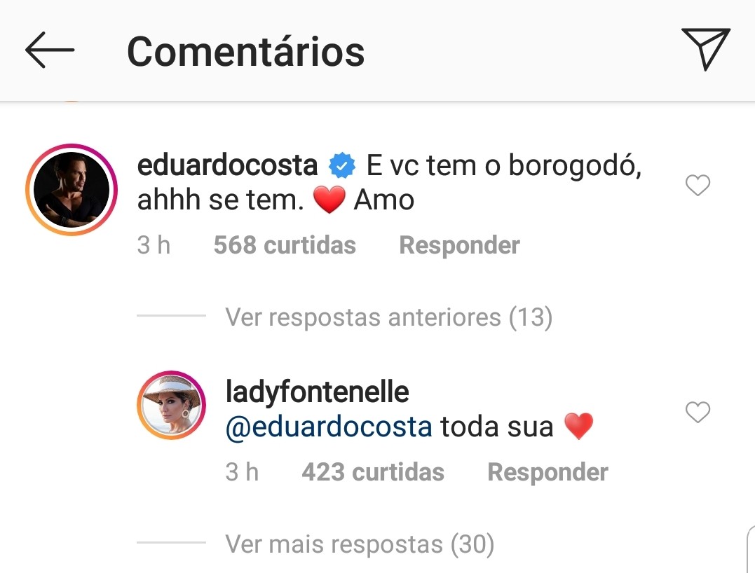 Antônia Fontenelle troca declaração com Eduardo Costa (Foto: reprodução/ instagram)