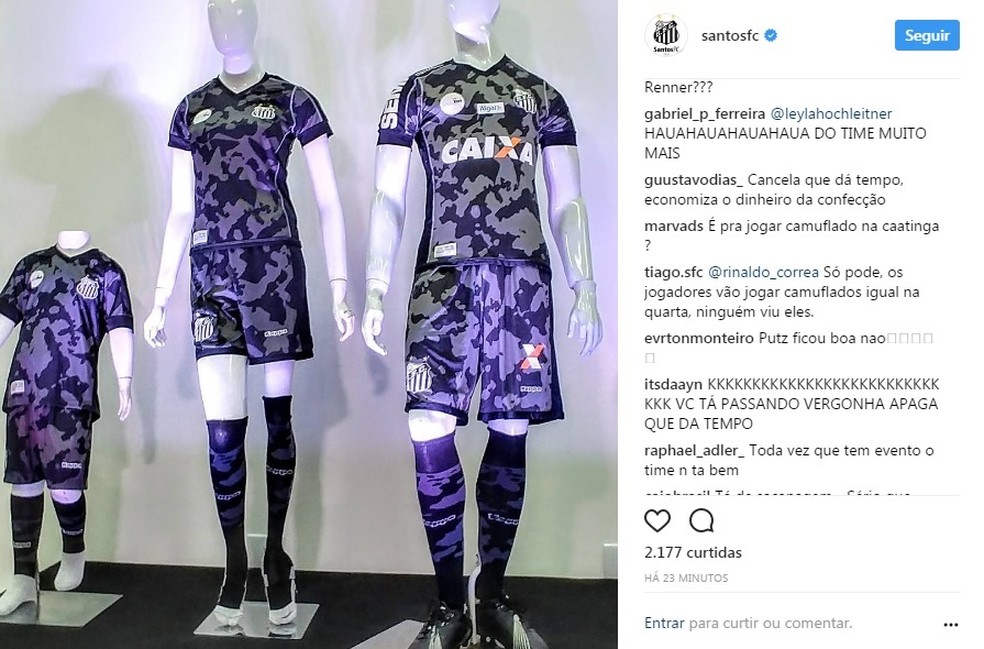 Novo uniforme do Santos recebeu críticas nas redes sociais (Foto: Reprodução)