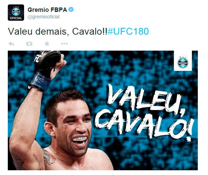 Grêmio posta homenagem a Werdum após cinturão: Valeu demais, Cavalo