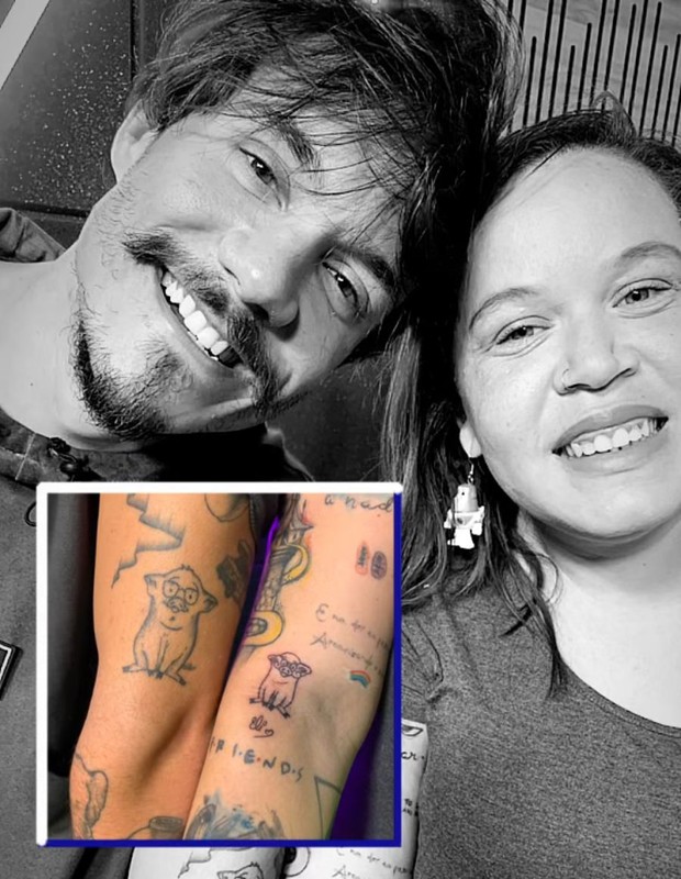 Ex-BBB Eliezer se surpreende ao ver fã com tatuagens em sua homenagem (Foto: Reprodução/Instagram)