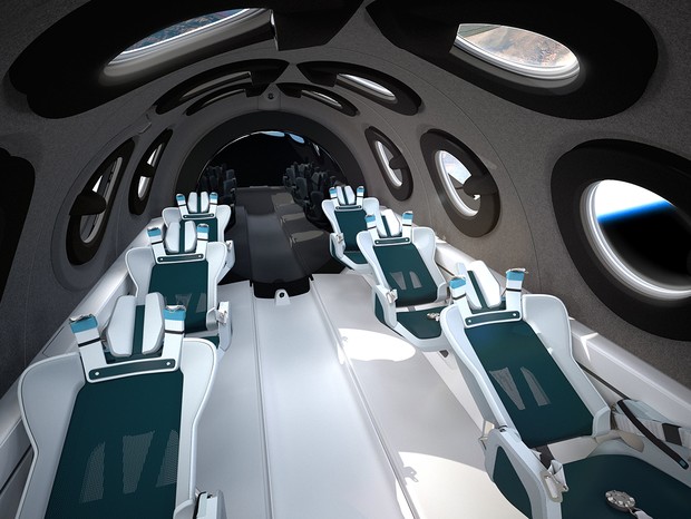 Virgin Galactic SpaceshipTwo Cabin Interior In Space (Foto: divulgação)