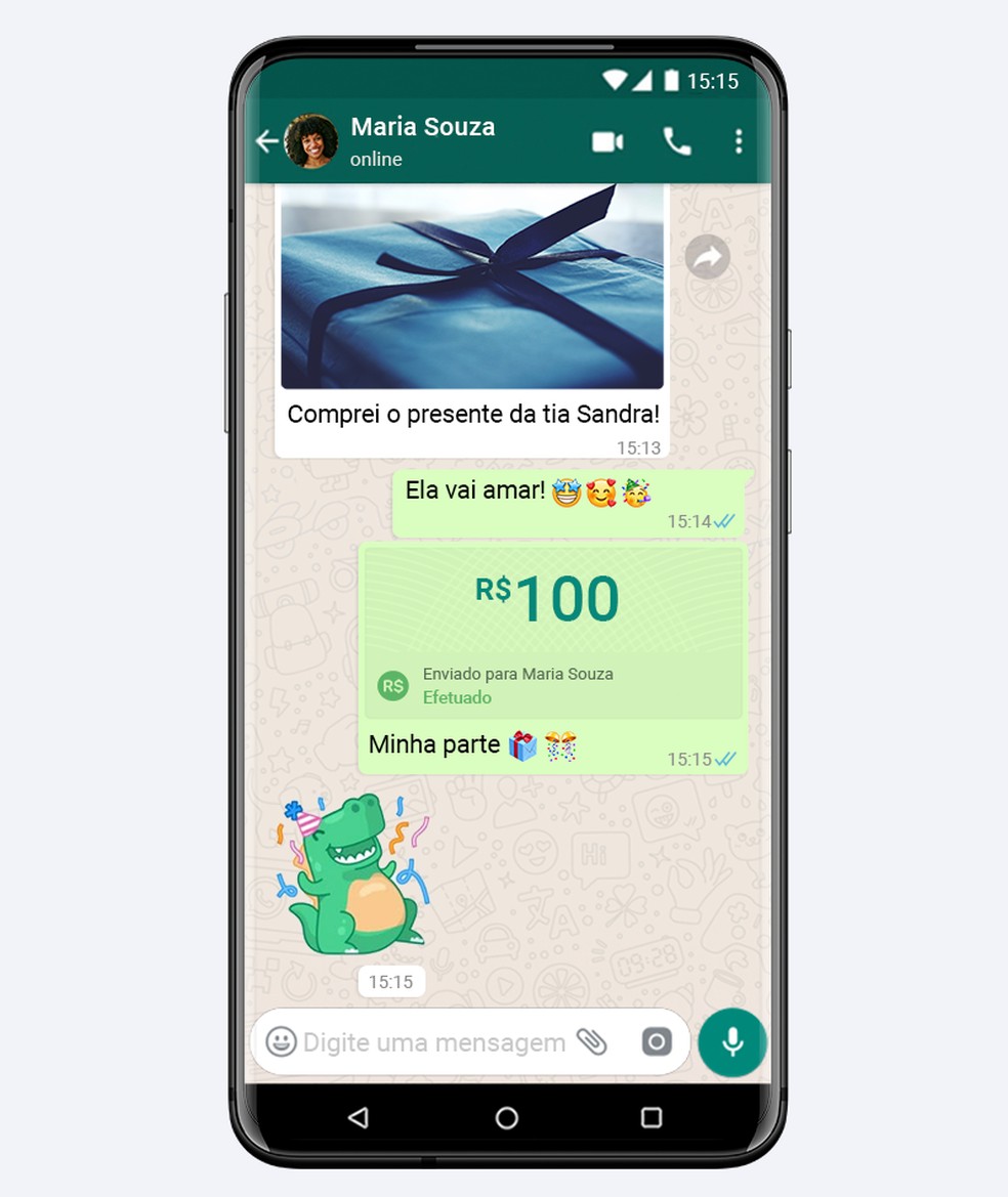 WhatsApp vai permitir fazer pagamentos a amigos e lojas pelo aplicativo. — Foto: Divulgação/WhatsApp