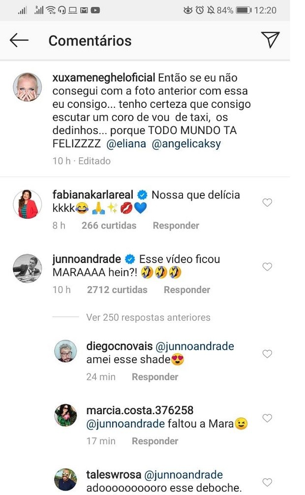 Junno Andrade faz comentário em post de Xuxa (Foto: Reprodução/Instagram)