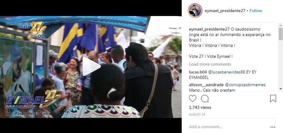 Eymael publica vídeo com seu tradicional jingle nas redes sociais (Foto: Reprodução/Instagram)