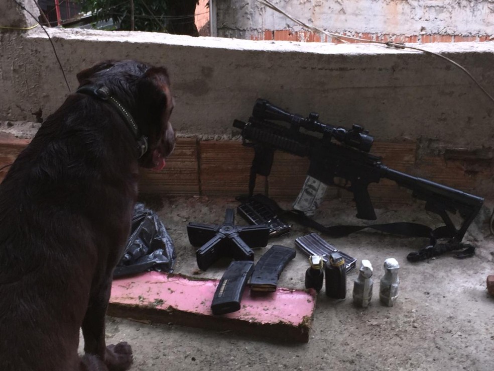Arma e muniÃ§Ã£o apreendidas na Serrinha, na Zona Norte do Rio â€” Foto: DivulgaÃ§Ã£o