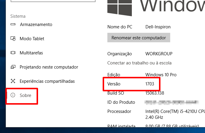 Verifique se o PC está com o Windows 10 Creators (Foto: Reprodução/Paulo Alves)